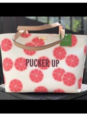 Kate Spade NWT 'Pucker Up' Pink Citrus Tote